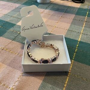 Gloria Vanderbilt Purple Teardrop Crystal/Glass Bracelet with Clear Accents